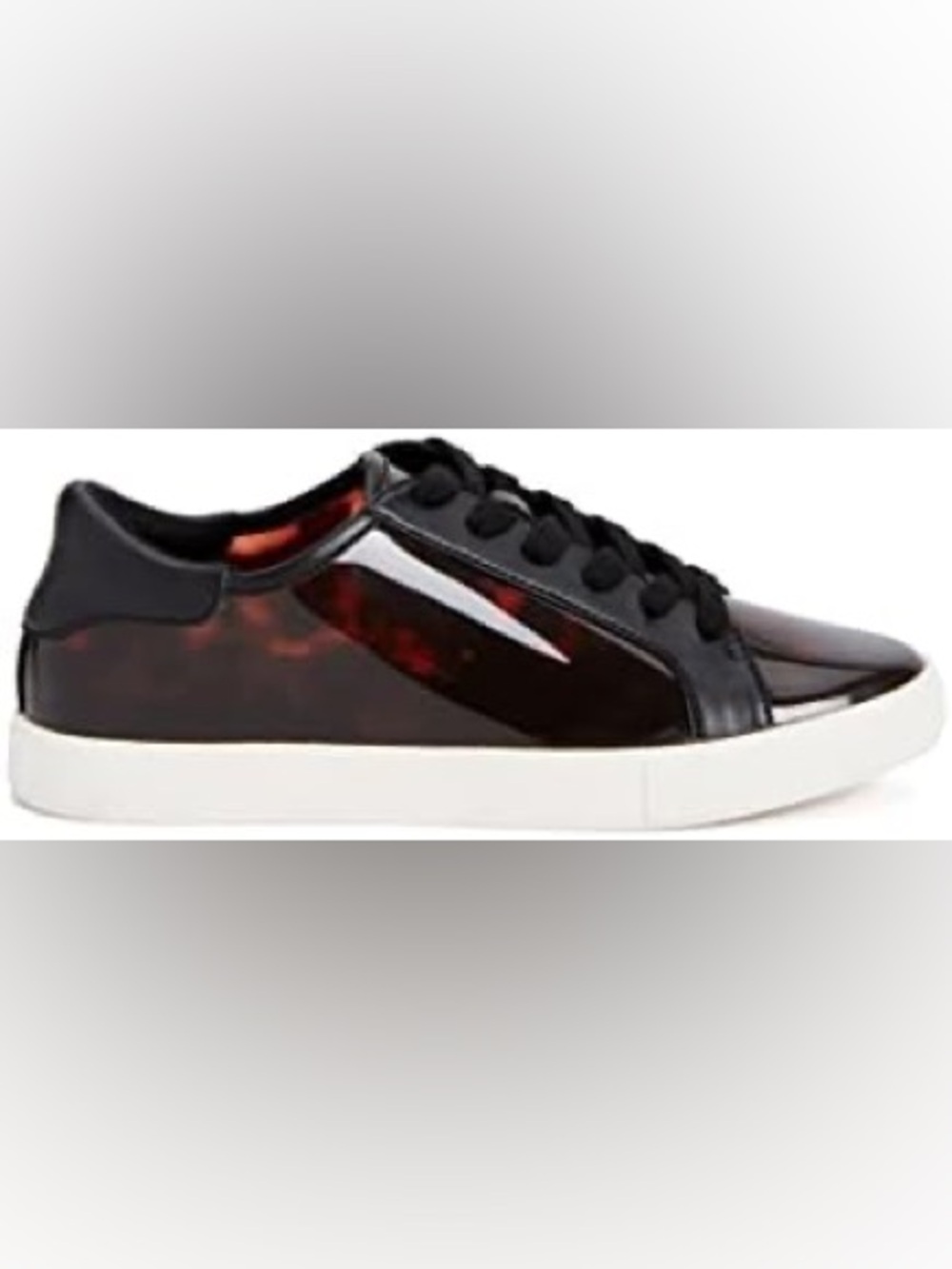 865. NEW Katy Perry Collections Black and Brown Glossy Low-Top Sneakers